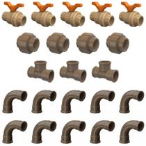 Kit Soldável de 50mm - 5 Registros Esfera + 4 União + 3 Te + 10 Curvas - Tigre Kit Soldável de 50mm - 5 Registros Esfera + 4 União + 3 Te + 10 Curvas - Tigre