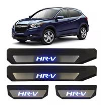 Kit Soleira 4 Portas Aço Inox Led Azul Honda HR-V 2016 2017 2018 2019 2020 2021