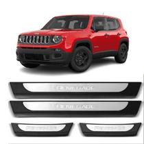 Kit Soleira 4 Portas Aço Inox Led Azul Jeep Renegade 2016 2017 2018 2019 2020 2021 2022 2023