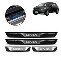 Kit Soleira 4 Portas Aço Inox Led Azul Onix 2013 2014 2015 2016 2017 2018 2019