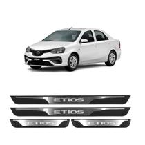 Kit Soleira 4 Portas Aço Inox Led Azul Toyota Etios Sedan 2013 2014 2015 2016 2017 2018 2019