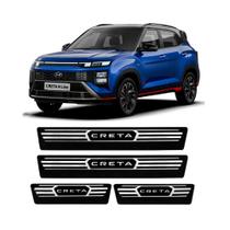 Kit Soleira Aço Escovado NP - Protetor Premium Creta 2022 a 2025 Kit Soleira Aço Escovado NP - Protetor Premium Creta 2022 a 2025