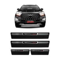 Kit Soleira Aço Escovado Np - Protetor Premium Tiggo 5X Sport 2019 a 2025