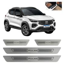 Kit soleira de porta aço inox escovado fiat pulse