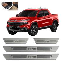 Kit soleira de porta aço inox escovado fiat toro