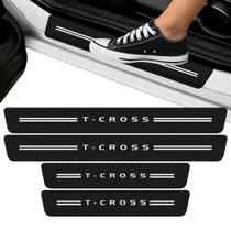 Kit Soleira de Porta Para T-Cross Fibra de Carbono Protetora