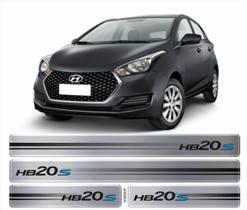 Kit Soleira Hyundai Hb20s Resinada Adesivo Aço Escovado