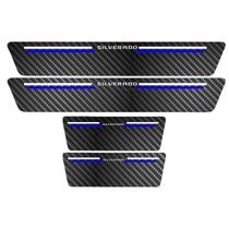 Kit Soleira Protetora Porta Premium Blue Carbono Silverado