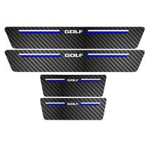 Kit Soleira Protetora Porta Premium Blue Fibra Carbono Golf