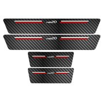 Kit Soleira Protetora Porta Premium Red Carbono - HB20