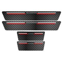 Kit Soleira Protetora Porta Premium Red Carbono - Silverado