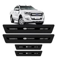 Kit Soleira Resinada Proteção Porta Ford Ranger - Preto