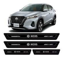 Kit Soleira Resinada Proteção Porta Nissan Kicks - Preto