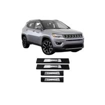 Kit Soleiras Led Azul Aço Inox KX3 - Compass 2017 a 2025 Kit Soleiras Led Azul Aço Inox KX3 - Compass 2017 a 2025