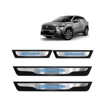 Kit Soleiras Led Azul Aço Inox KX3 - Corolla Cross 2022 a 2025