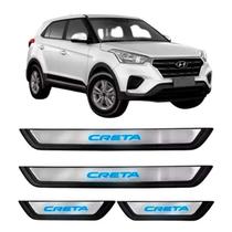 Kit Soleiras Led Azul Aço Inox KX3 - Creta 2017 a 2024