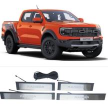 Kit Soleiras Led Azul Aço Inox KX3 - Ranger 2023 a 2025 Kit Soleiras Led Azul Aço Inox KX3 - Ranger 2023 a 2025