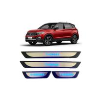 Kit Soleiras Led Azul Aço Inox KX3 - T-Cross 2019 a 2025 Kit Soleiras Led Azul Aço Inox KX3 - T-Cross 2019 a 2025