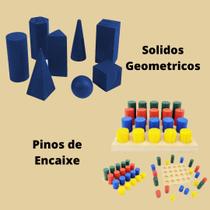 Kit Solidos Geometricos + Pinos de Encaixe em Mdf