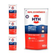 Kit Solução Água Verde Algicida Choque 4 Refis 900ML Hth Kit Solução Água Verde Algicida Choque 4 Refis 900ML Hth