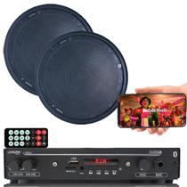 Kit Som Ambient Receiver Bt 1002+2 Arandelas Teto Gessopreta