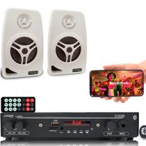 Kit Som Ambiente 1002 Bt Control+ 2 Caixas Parede Branca 55w