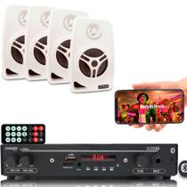 Kit Som Ambiente 1002 Bt Control+ 4 Caixas Parede Branca 55w