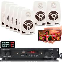Kit Som Ambiente 1002 Bt Control+ 8 Caixas Parede Branca 55w