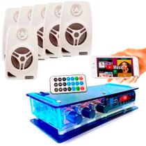 Kit Som Ambiente 12 Pcs Caixa Branca C/ 2 Pcs Receiver Bt