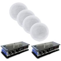 Kit Som Ambiente 2 Amplificadores Bluetooth + 4 Arandelas Gesso