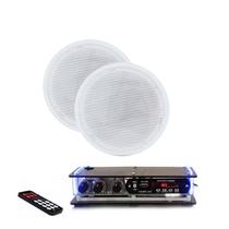 Kit Som Ambiente 2 Arandelas Brancas 6 Receiver Bluetooth