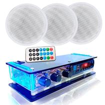 Kit Som Ambiente 3 Arandelas Redondas 55w + Amplificador Bt