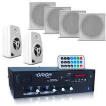 Kit Som Ambiente 300w + 4 Arandelas Teto +par Caixas Parede