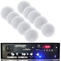 Kit Som Ambiente 300w Bluetooth + 10 Caixas P/gesso Brancas - ORION