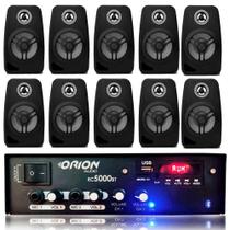 Kit Som Ambiente 300w Bluetooth +10 Caixas Parede Pretas