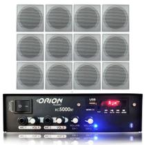 Kit Som Ambiente 300w Bluetooth + 12 Caixas Quadrada Sanca