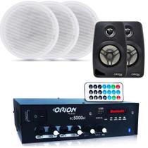 Kit Som Ambiente 300w Bluetooth +3 Caixas Embutir +2 Parede