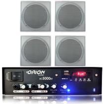Kit Som Ambiente 300w Bluetooth + 4 Caixas P/gesso Brancas