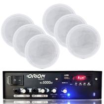Kit Som Ambiente 300w Bluetooth + 6 Caixas P/gesso Brancas