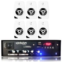 Kit Som Ambiente 300w Bluetooth + 6 Caixas Parede Brancas