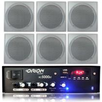 Kit Som Ambiente 300w Bluetooth + 6 Caixas Quadrada Brancas