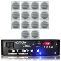 Kit Som Ambiente 300w Bluetooth Fm+ 14 Caixa Quadrada Branca