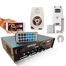 Kit Som Ambiente 300w Bluetooth Fm+16 Caixas 55w Brancas