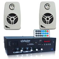 Kit Som Ambiente 300w Bluetooth Fm+ 2 Caixas 55w Branca Kit Som Ambiente 300w Bluetooth Fm+ 2 Caixas 55w Branca