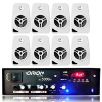 Kit Som Ambiente 300w Bluetooth Fm+ 8 Caixas 55w Branca