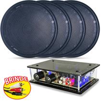 Kit Som Ambiente 4 Arandelas Pretas 6'' C/ Receiver