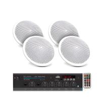 Kit Som Ambiente 4 Arandelas Redondas Brancas + Receiver Bivolt LSA 7000 Leson - 2LS70RB04 Kit Som Ambiente 4 Arandelas Redondas Brancas + Receiver Bivolt LSA 7000 Leson - 2LS70RB04