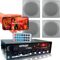 Kit Som Ambiente 4 Canal 500 Watts + 4 Arandela Br Quadrada - ORION