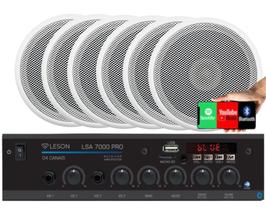 Kit Som Ambiente 4 Canal 500 Watts + 6 Caixa Para Teto/gesso 55w Leson
