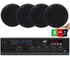 Kit Som Ambiente 4 Canal 500watts + 04 Caixas Para Teto/gesso Preto